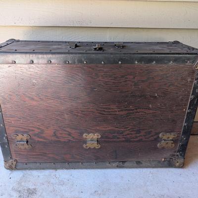 Antique Wooden Machinist’s Tool Chest with Brass Hardware