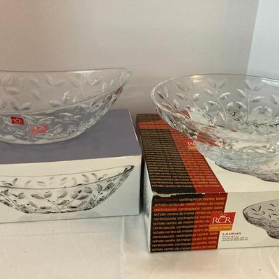 Set of 2 RCR Laurus Crystal Centrepiece Bowls –  in Boxes