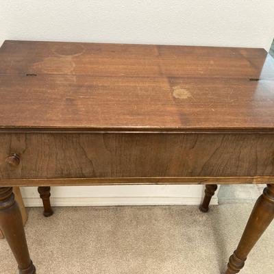Vintage Wooden Folding Top Writing Desk with Storage Compartments