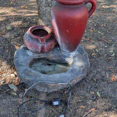 Rustic Red Jug & Basin Outdoor Fountain