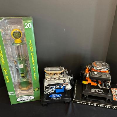 John Deere Mechanical Coin Bank & Engine Model Collectibles