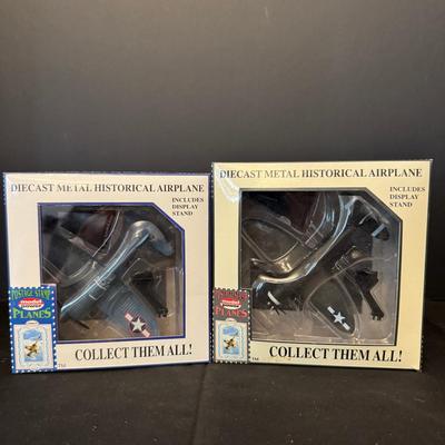 Lot of 2 Postage Stamp Diecast Historical Airplanes – Model Power Planes