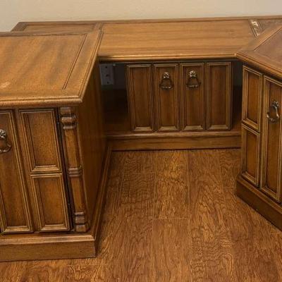 Vintage Pecan Finish Ornate Coffee Table and Side Tables (2)