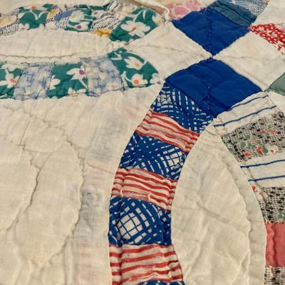 Vintage Double Wedding Ring Patchwork Quilt - Cutter Quilt