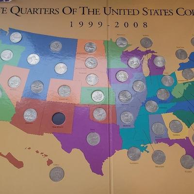 First State Quarters Of The United States Collector's Map With 49 Quarters 