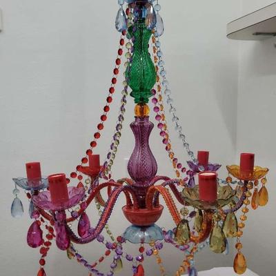 Bohemian Multicolor Glass/Plastic, Beaded Chandelier 