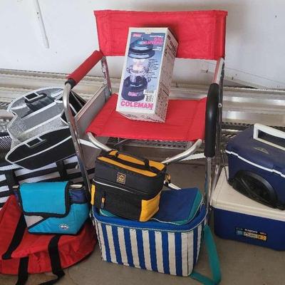Camping Goodies - Coolers, Coleman Lantern and Foldable Chair