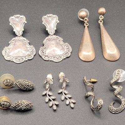 5 Pairs of Vintage Sterling Silver Earrings