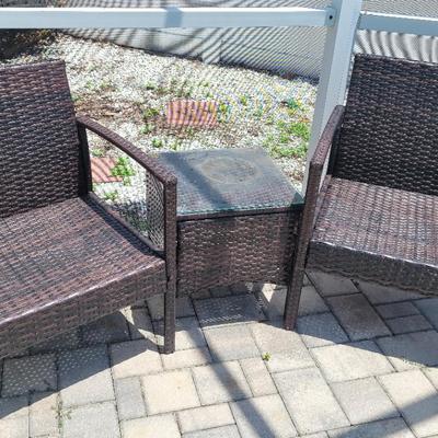 Brown Wicker Outdoor Table And Chairs