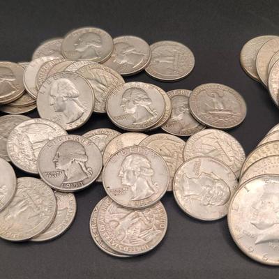 50 Pre 1965 Quarters & Kennedy Half Dollars 