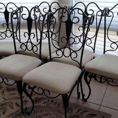 6 Black/Bronze Metal Dining Chairs