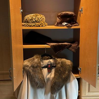 Faux Fur Lot With Cape Wrap, Hats, Scarf And Hand Muff