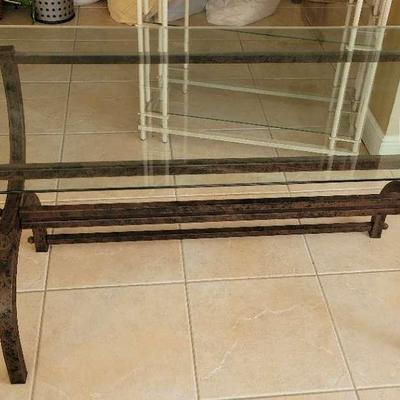 Metal Double Bevel Glass Console Table/Desk