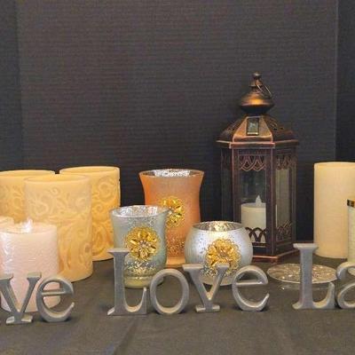 "Electric" Candles, Glass Candle Holders & Metal Art