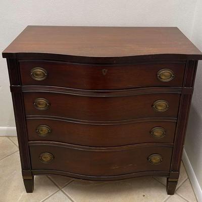 Bassett 3 Drawer Bow Front Wood Dresser Vintage