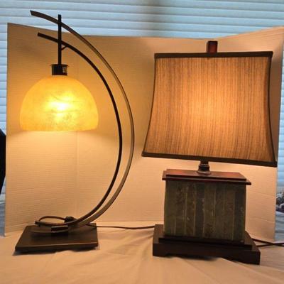 Slate & Mahogany Lamp & Kathy Ireland Orbit Bronze Lamp