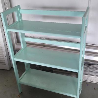 Aqua Painted Collapsible Shelving Unit