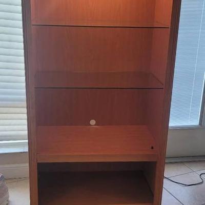 Wood & Glass Lighted Bookshelf 