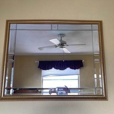Gold Tone Framed Beveled Mirror 