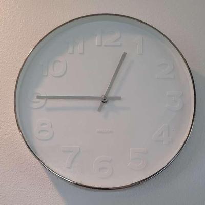 Karlsson Mr. White Numbers Steel Polished Wall Clock