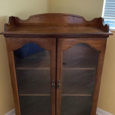 Wood Bookcase With Glass Doors