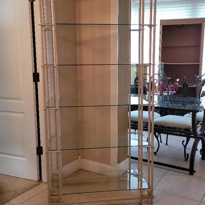 Metal And Glass Faux Finish Display Shelf
