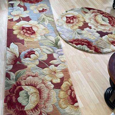 Floral Rugs Round Accent Rug And Hall Runner