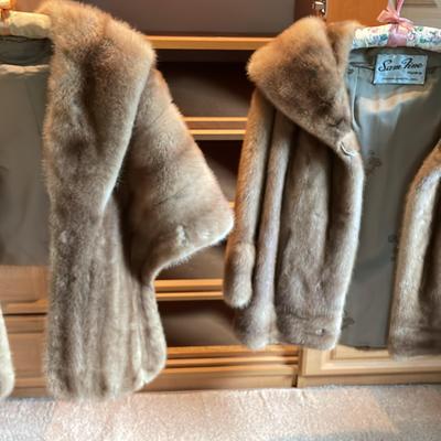 Two Fur Coats, One Cape Style And One Sleeved Coat