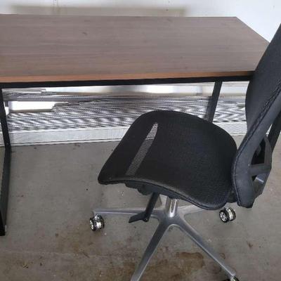 Formica/Metal Desk And Adjustable Office Chair