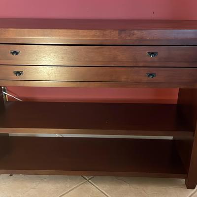 Wood Console Table With 2 Drawers And 2 Shelfs 