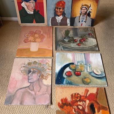 Large Lot Handmade Flat Canvas Paintings