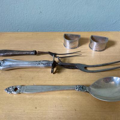 Weighted Sterling Silver Lot Vintage Utensils & Napkin Rings