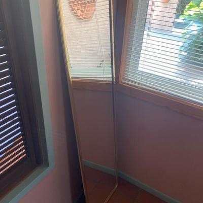 Vintage Tall Wall Mirror with Brass Frame