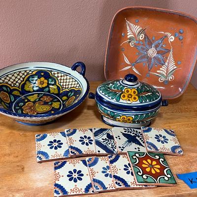 Mexican Pottery And Serving Pieces Talavera Pottery Collection with Hand-Painted Tiles