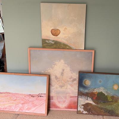 Lot 4 Original Surreal Nature Landscape Paintings