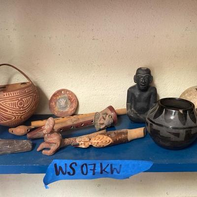 Tribal Pottery & Carved Figure Collection – Clay Vessels, Flutes & Folk Art