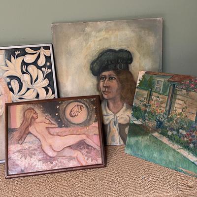 Lot 4 Original Paintings of Flowers & Women