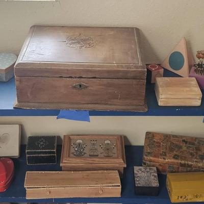 Collection of Decorative Boxes – Wooden, Painted & Folk Art Keepsakes