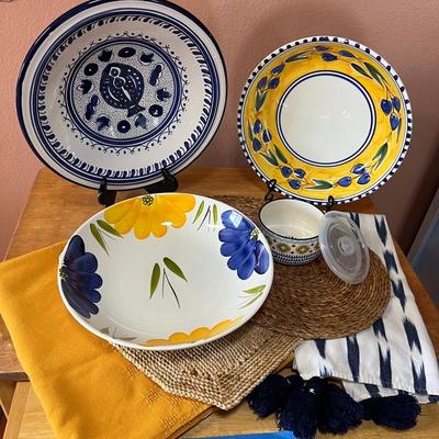 Serving Bowls And Linens Colorful Ceramic Plate & Bowl Lot – Mexican & Mediterranean Style Tableware