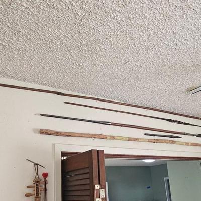 Collection of Tribal Spears & Primitive Weapons – Carved Wood & Metal Tips