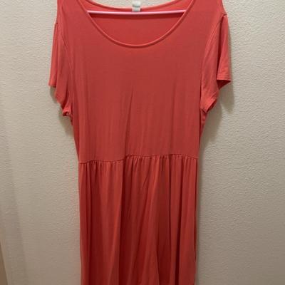 Mid Length Salmon Summer Dress - Size L