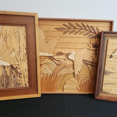 3 Beautiful Ray Muniak Art - Large Hanging Wooden Pieces, Signed And Inscribed 