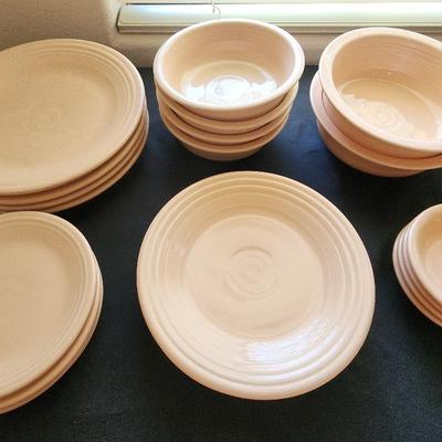 22 Pieces - VINTAGE Apricot Fiesta Ware Dishes, Place Setting For 4 (1986) with 2 Larger Servers