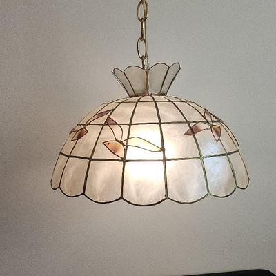 Vintage Capiz Shell Seagull Hanging Lamp, Works! 