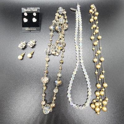More Jewelry: Gold Tone Pearl Necklace, Pearl Earrings, Crystal Earrings, Bead Jewelry 