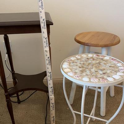Sit or Stand Chairs - 2 Stools And One Side Table / Plant Stand