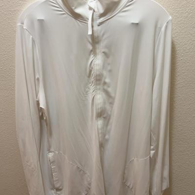Land's End White Lightweight Long Sleeve Jacket - Size L (14/16)