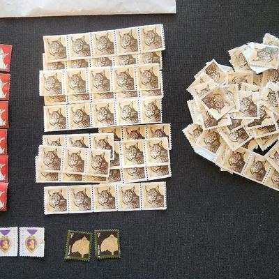 Current Stamps - 2005 Silver Coffeepot 3¢, Bobcat 1¢, Purple Heart Forever, Tiffany Lamp 1¢