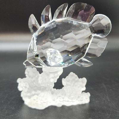 Swarovski Crystal Butterfly Fish With Original Pkg & Display Mirror 