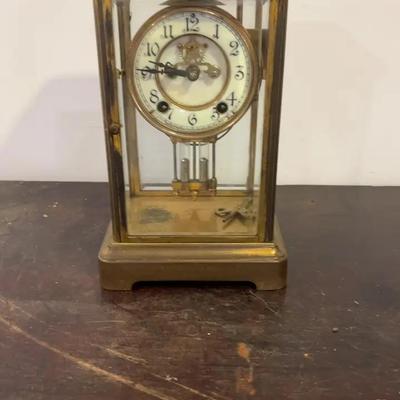 Antique Brass Glass Case Clock